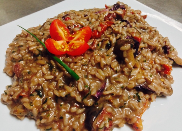 Risoto de Filé Mignon com Vinho Tinto